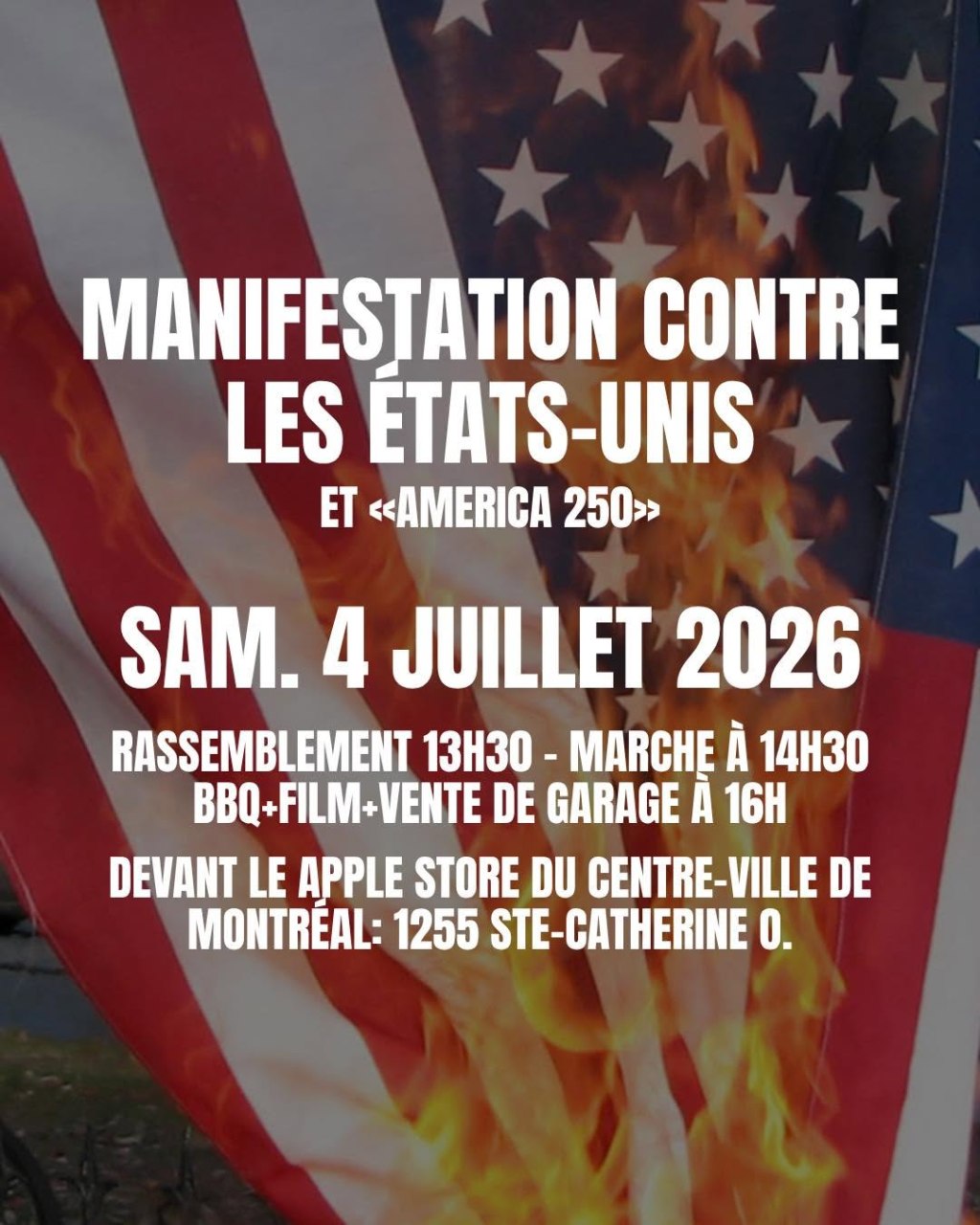 250 ans des USA : Manifestation contre l’impérialisme américain